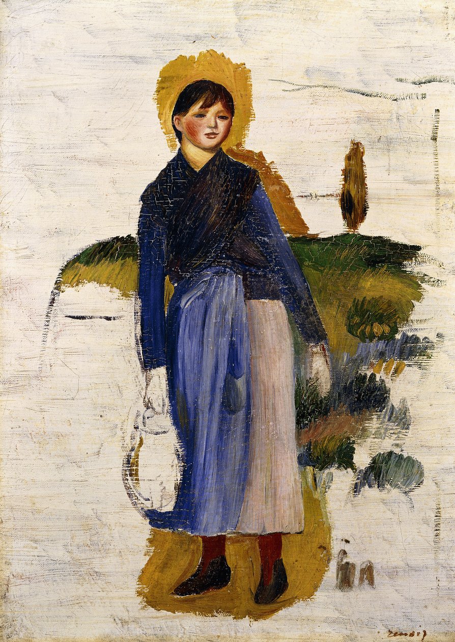 Tyttö punaisilla sukkahousuilla, 1886 tekijältä Pierre Auguste Renoir