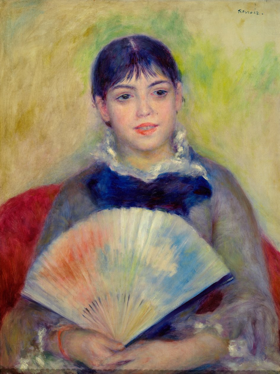 Tyttö tuulettimen kanssa tekijältä Pierre Auguste Renoir