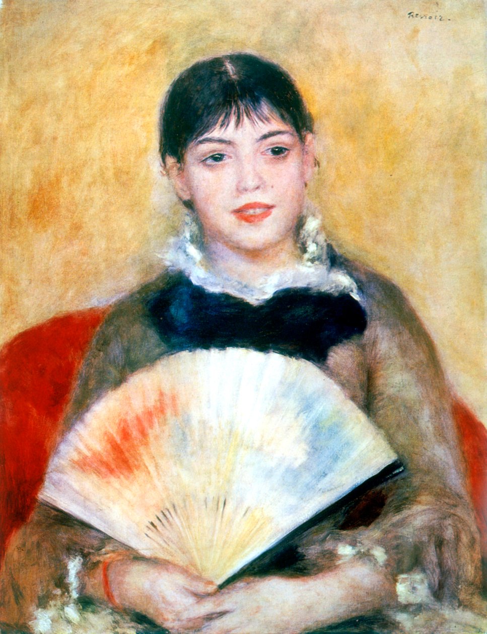 Tyttö tuulettimen kanssa, 1881 tekijältä Pierre Auguste Renoir