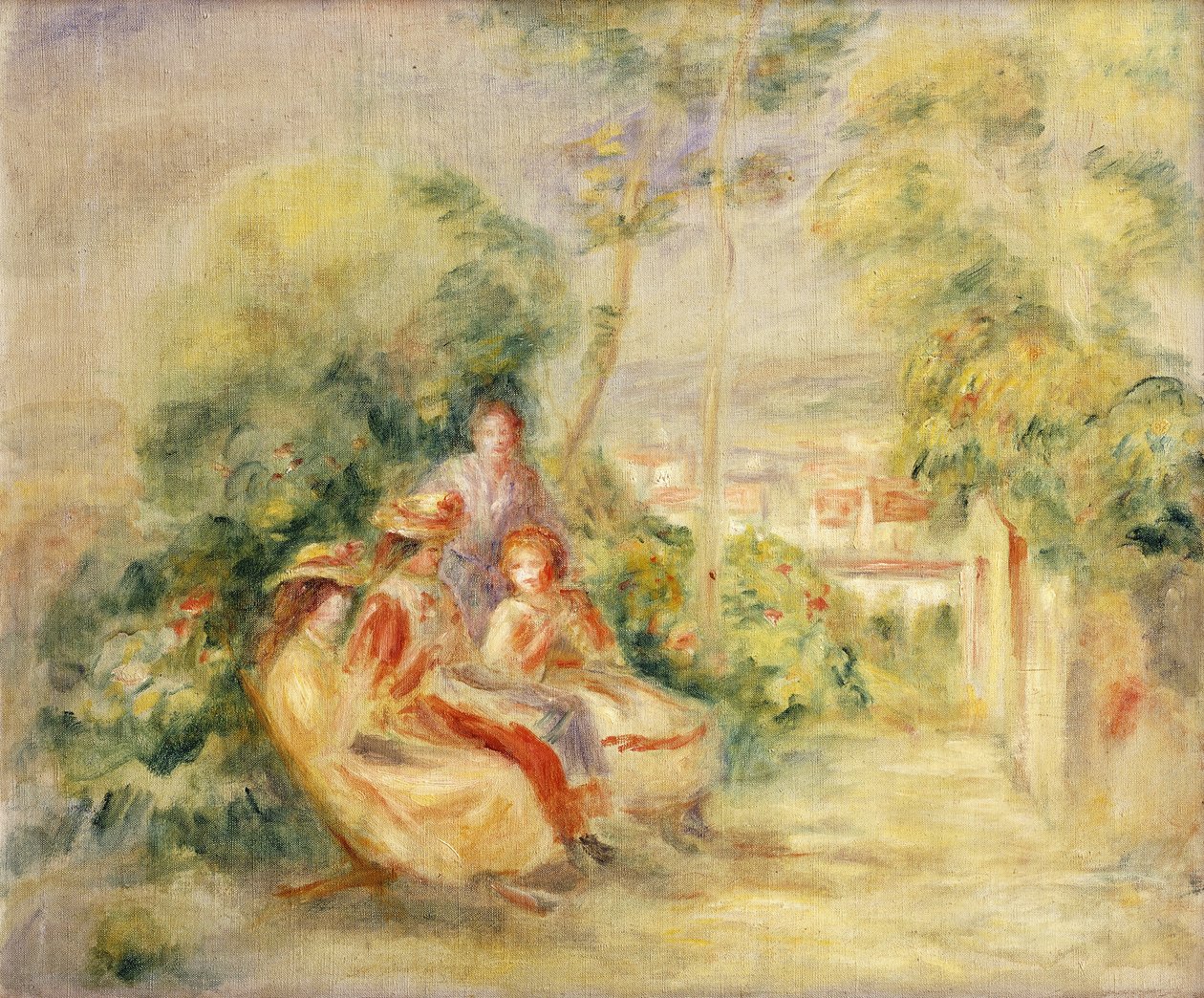 Tytöt puutarhassa; Tytöt puutarhassa, c. 1895 tekijältä Pierre Auguste Renoir