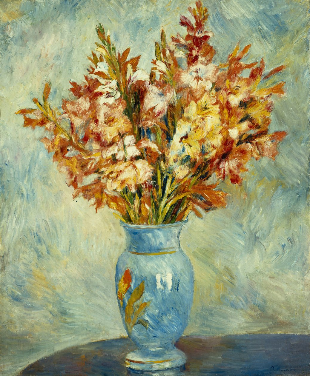 Gladiolit sinisessä maljakossa; Gladioli sinisessä maljakossa, 1884 tekijältä Pierre Auguste Renoir