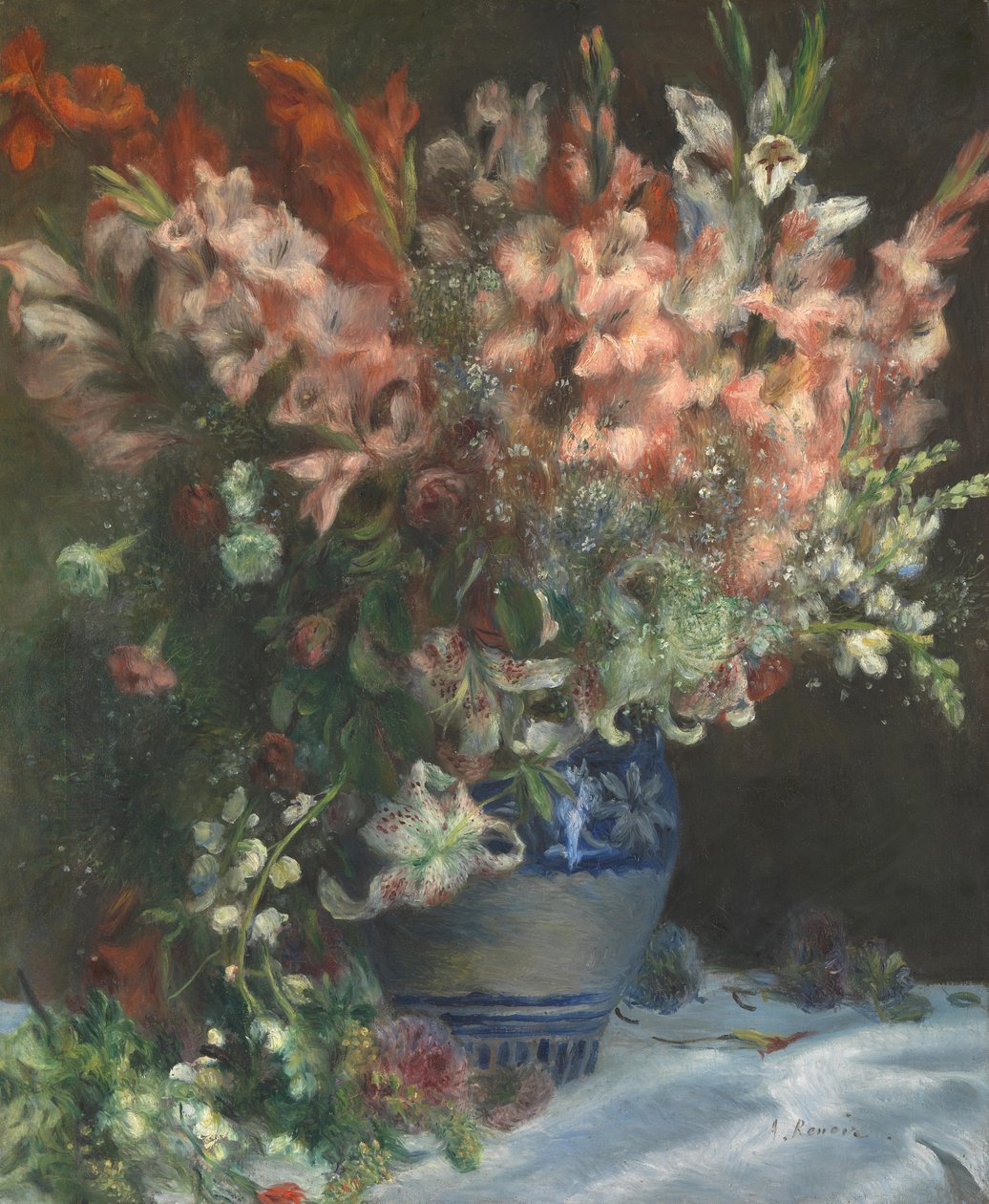 Gladiolit maljakossa, n. 1875 tekijältä Pierre Auguste Renoir