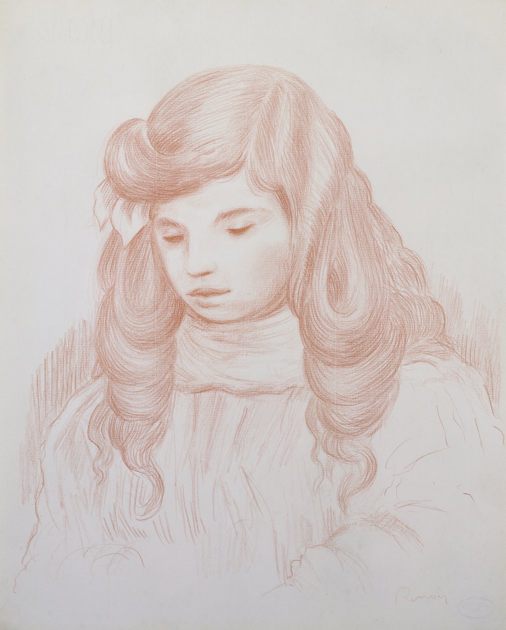 Lapsen pää, 1913 (sangviini) tekijältä Pierre Auguste Renoir