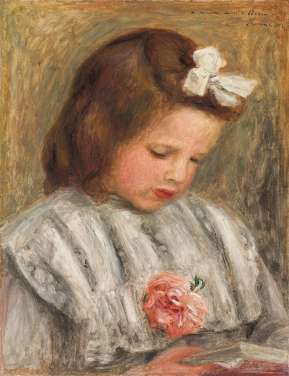 Tytön pää; Tete de filete, c. 1893 tekijältä Pierre Auguste Renoir