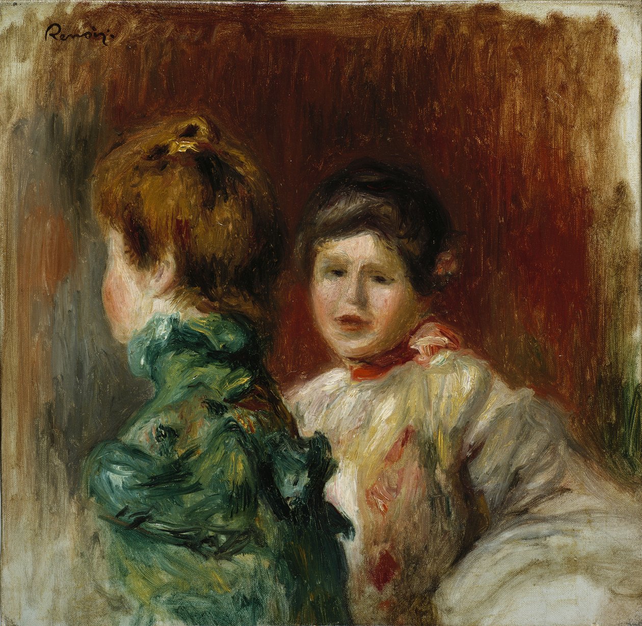Kahden naisen päät, n. 1895 (öljy kankaalle) tekijältä Pierre Auguste Renoir