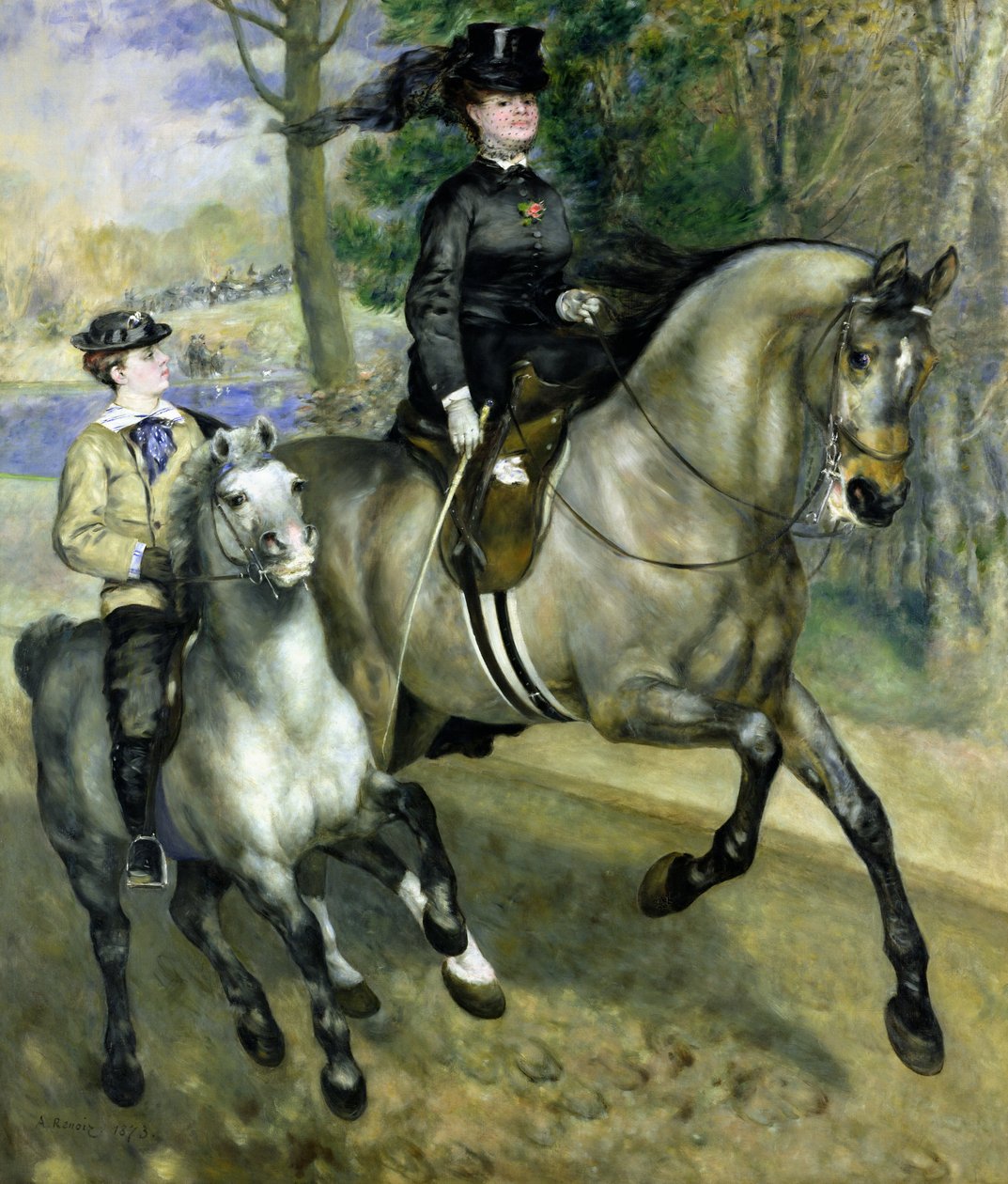 Ratsunainen Bois de Boulognessa tekijältä Pierre Auguste Renoir