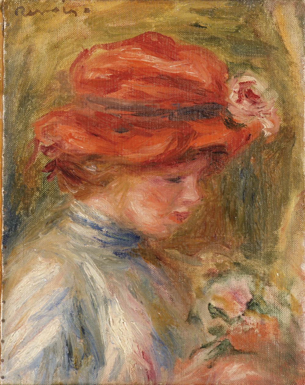 Nuori nainen punaisessa hatussa tekijältä Pierre Auguste Renoir