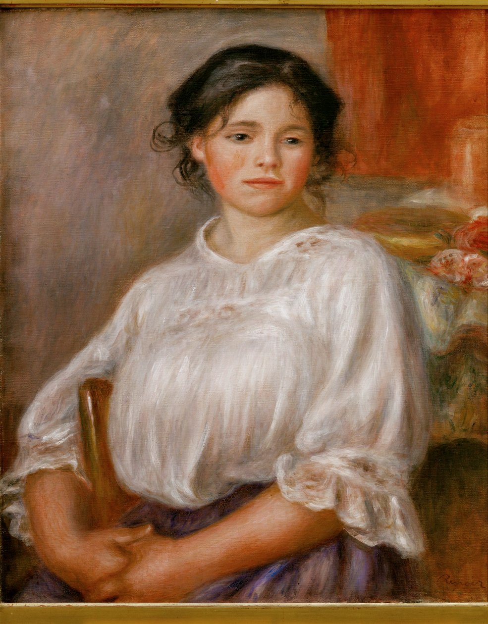 Jeune fille assise (öljy kankaalle) tekijältä Pierre Auguste Renoir