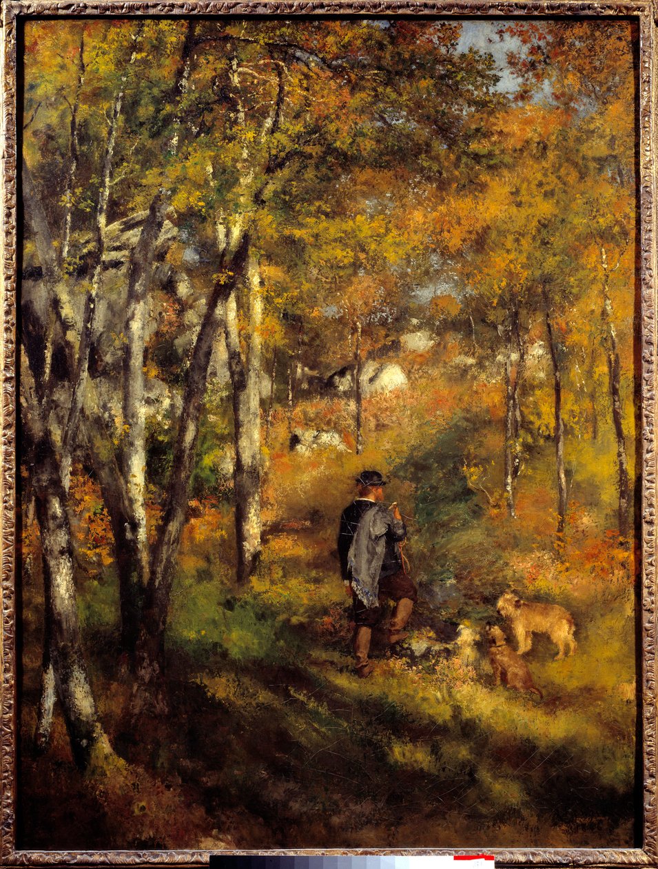 Jules Lecoeur ja hänen koiransa Fontainebleaun metsässä. Pierre Auguste Renoirin (1841-1919) maalaus tekijältä Pierre Auguste Renoir