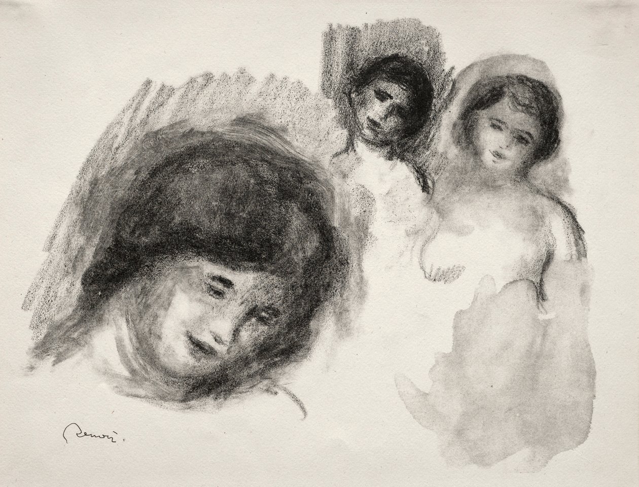 Kivi kolmella luonnoksella. tekijältä Pierre Auguste Renoir