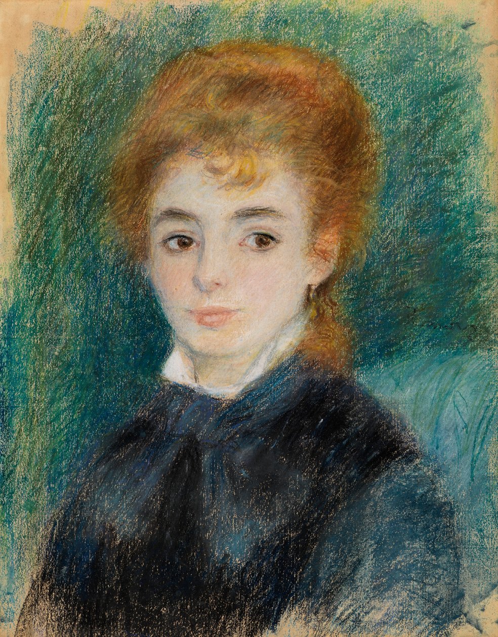 Nainen punaruskeilla hiuksilla, n. 1875-1878 (pastelli hammastetulla paperilla) tekijältä Pierre Auguste Renoir