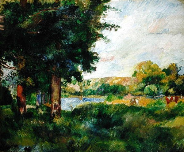 Maisema Ile-de-Francessa tai maisema suurilla puilla tekijältä Pierre Auguste Renoir