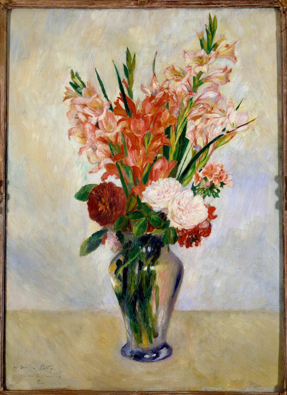 Pierre Auguste Renoirin (1841-1919) gladiolusmaalaus 1885 su. 0,75 x 0,54 m Pariisi, Orsay-museo tekijältä Pierre Auguste Renoir