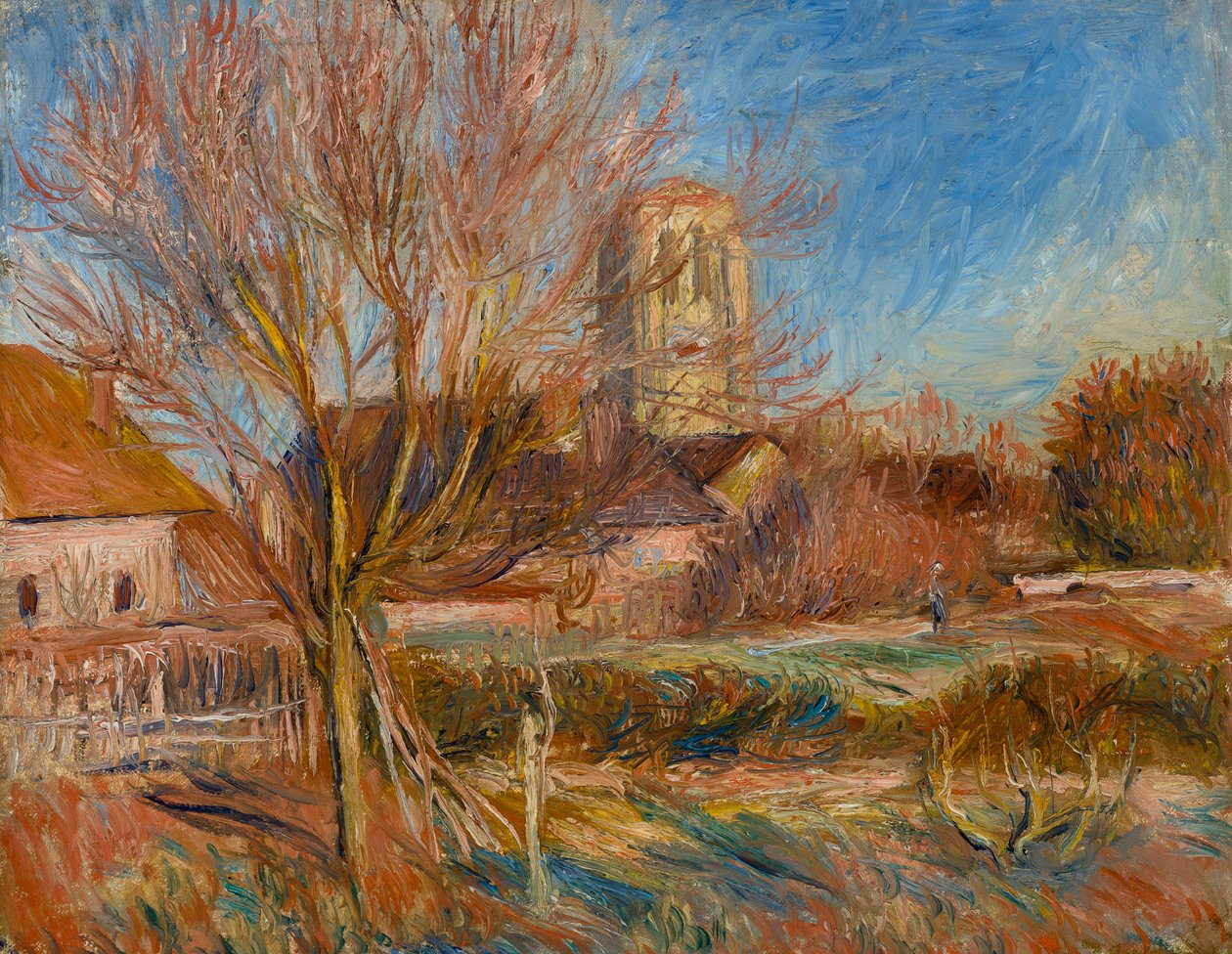 Essoyesin kirkko, n.1900 (öljy kankaalle) tekijältä Pierre Auguste Renoir
