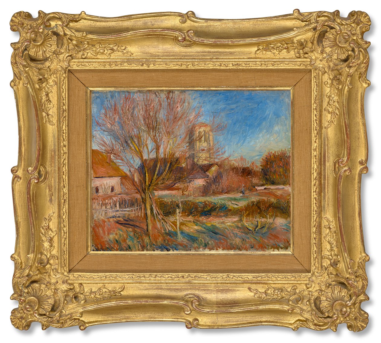 Essoyesin kirkko, n.1900 (öljy kankaalle) tekijältä Pierre Auguste Renoir
