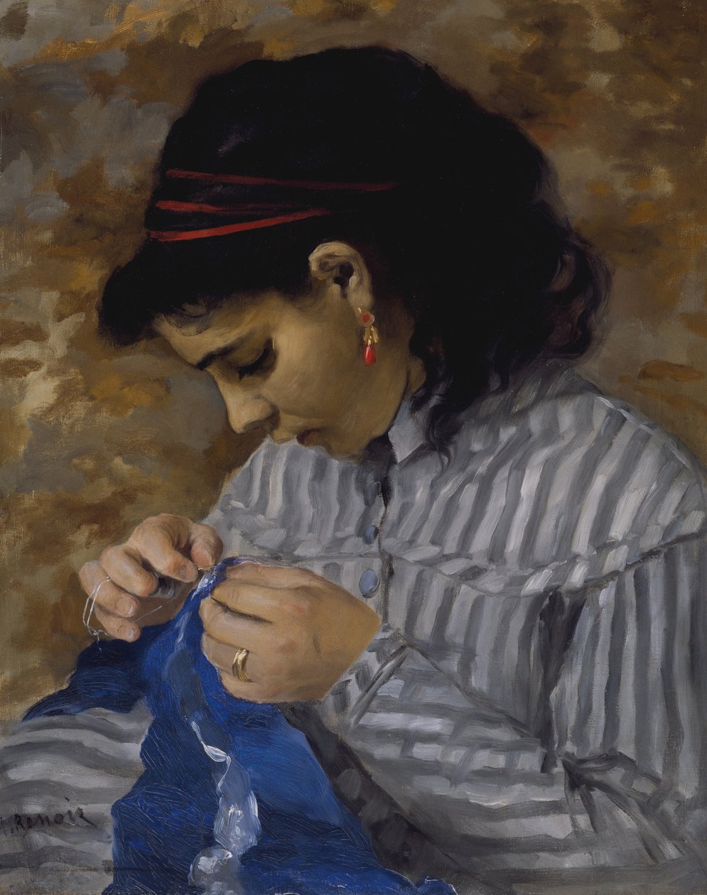 Lise Sewing, n. 1867-68 (öljy kankaalle) tekijältä Pierre Auguste Renoir