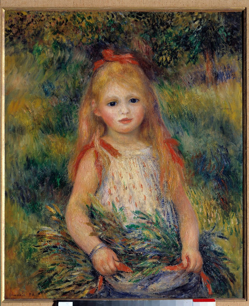Pieni tyttö lyhteen kanssa Pierre Auguste Renoirin (1841-1919) maalaus 1888, 65 × 54 cm. Sao Paulo, taidemuseo tekijältä Pierre Auguste Renoir