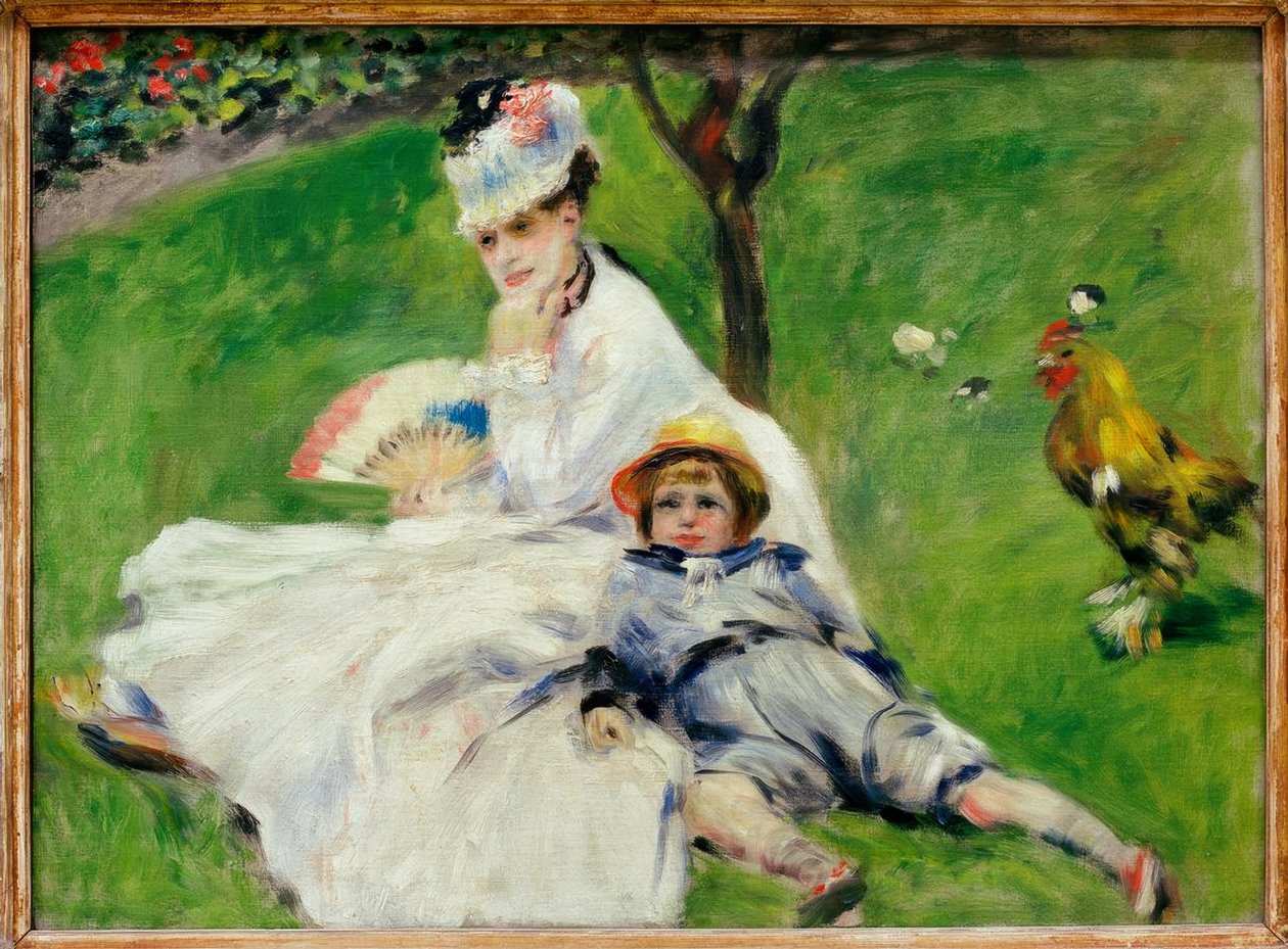 Madame Claude Monet avec son fils Jean dans le jardin à Arg tekijältä Pierre Auguste Renoir