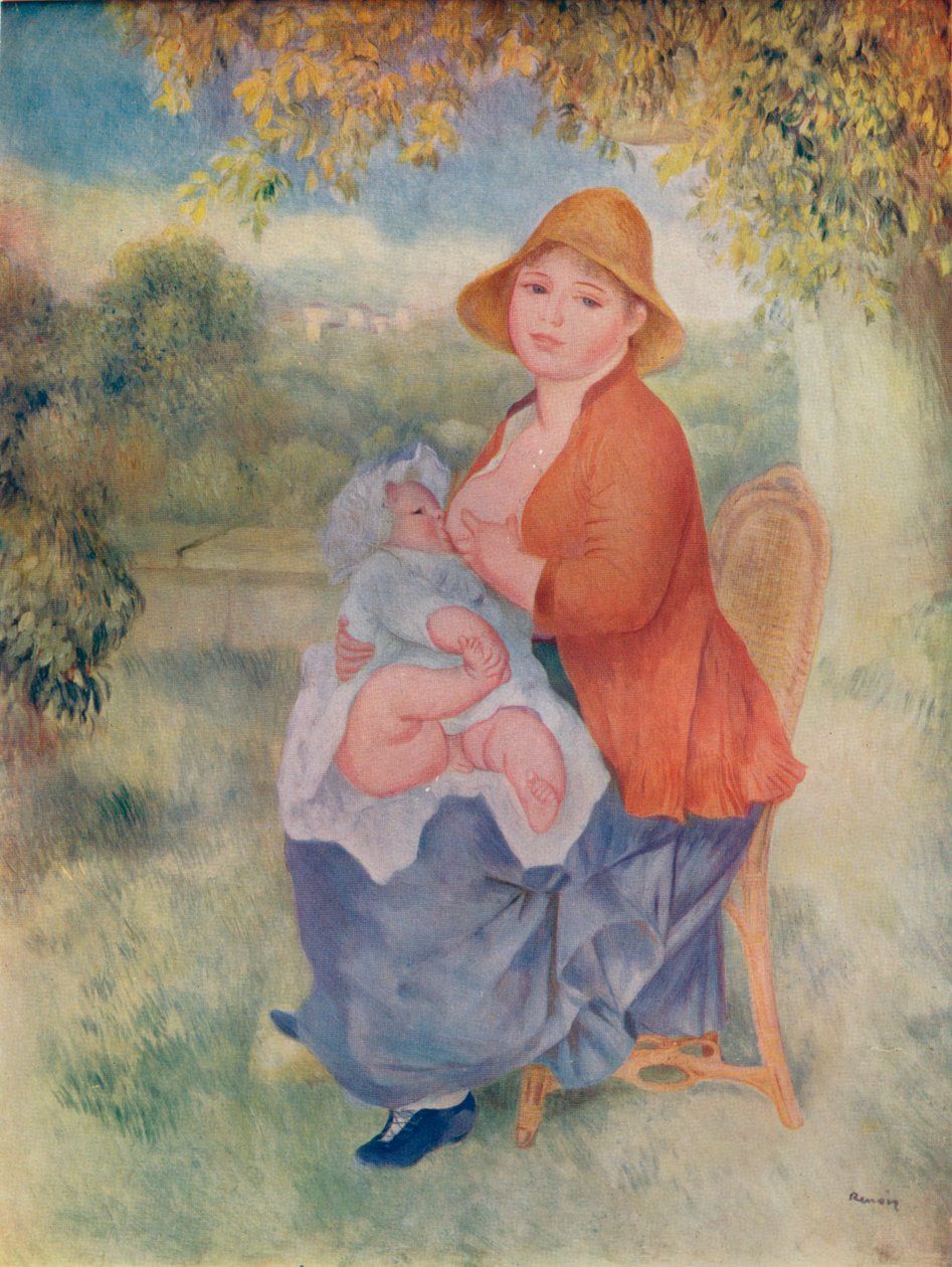 Madame Renoir imettää lastaan, c1885 1932 tekijältä Pierre Auguste Renoir