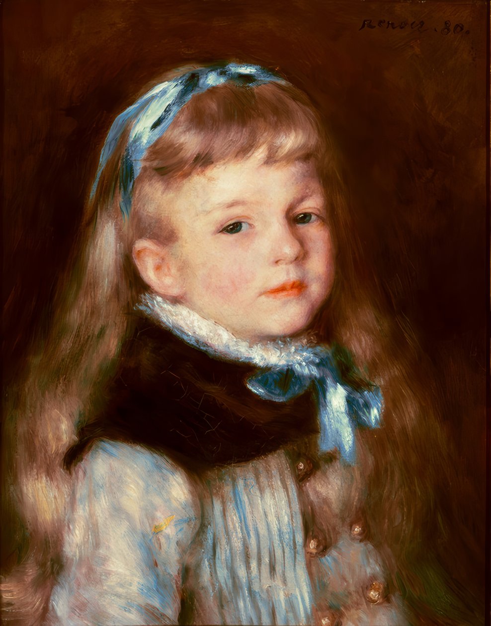 Mademoiselle Grimprel sinisellä nauhalla tekijältä Pierre Auguste Renoir