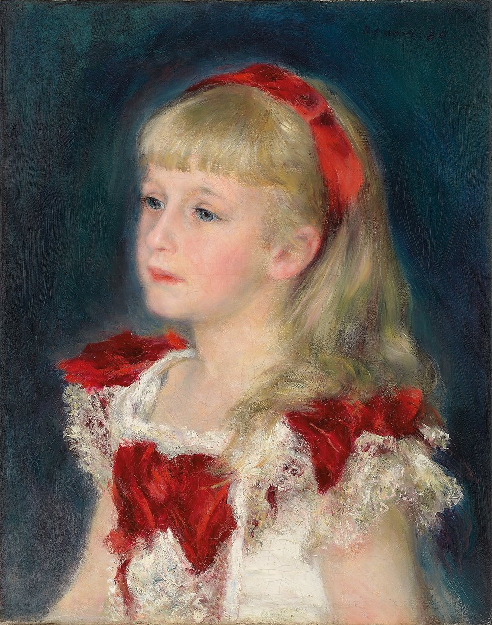 Mademoiselle Grimprel punaisella nauhalla, 1880 tekijältä Pierre Auguste Renoir