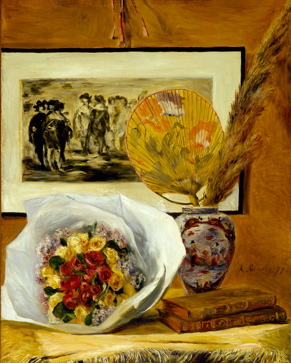 ""Nature morte au bouquet"" (Still Life with Bouquet) Peinture de Pierre Auguste Renoir (1841-1919) 1871 Dim 73x58 cm Öljy kankaalle 1871 Museum of Fine Arts, Houston tekijältä Pierre Auguste Renoir