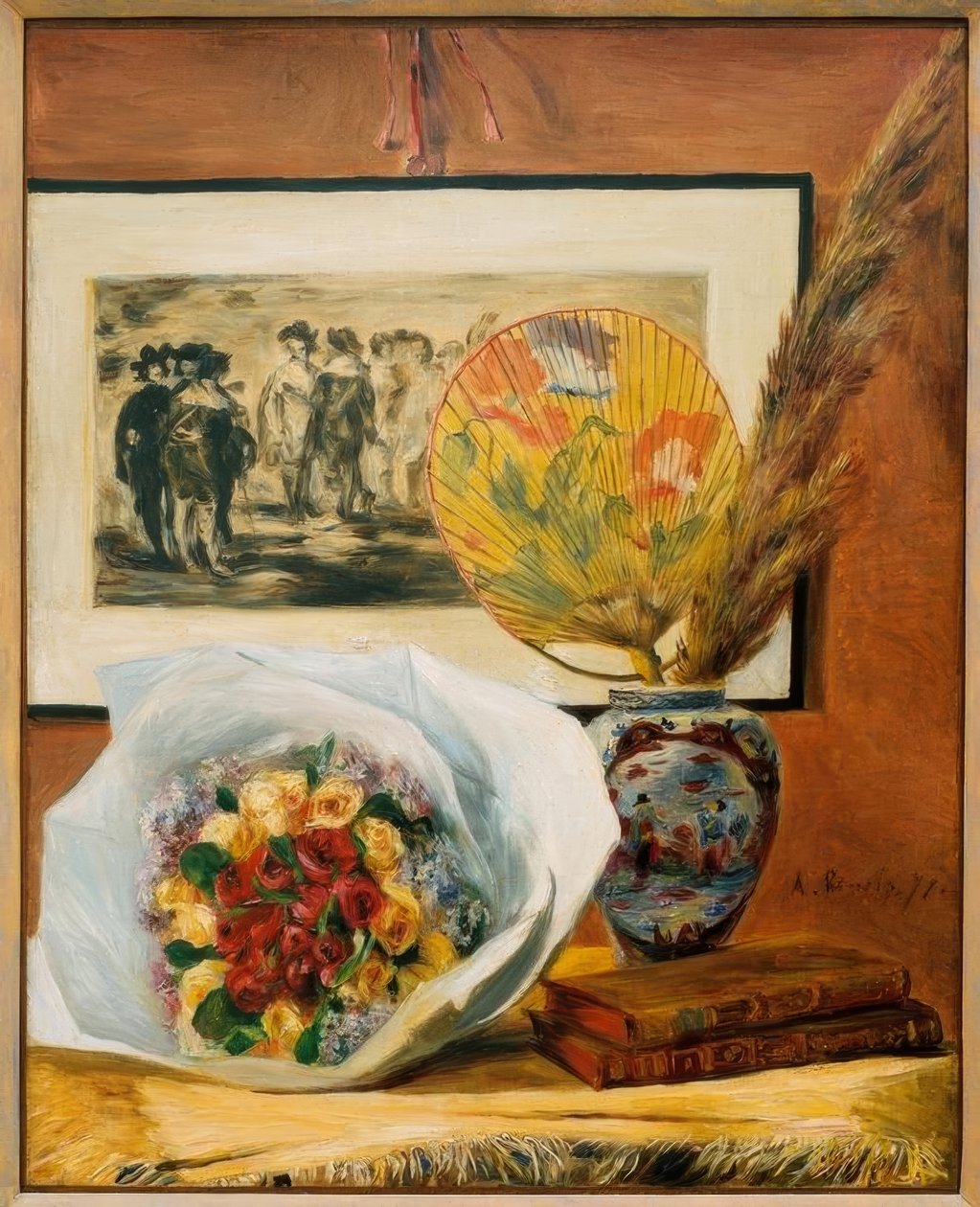 Nature morte au bouquet et à l’éventail tekijältä Pierre Auguste Renoir