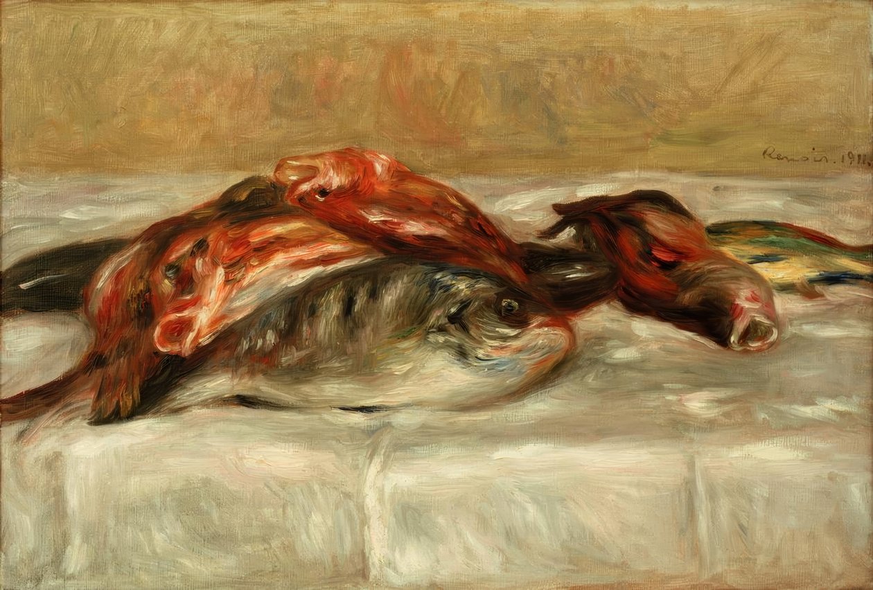 Asetelma kalan kanssa tekijältä Pierre Auguste Renoir