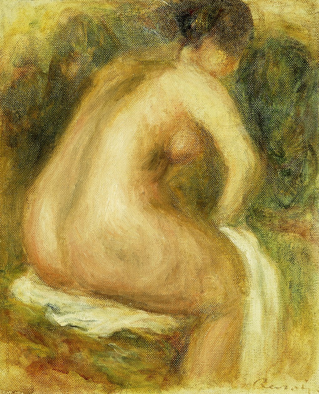 Nude Woman uiminen; Istuva alaston nainen, 1910 tekijältä Pierre Auguste Renoir