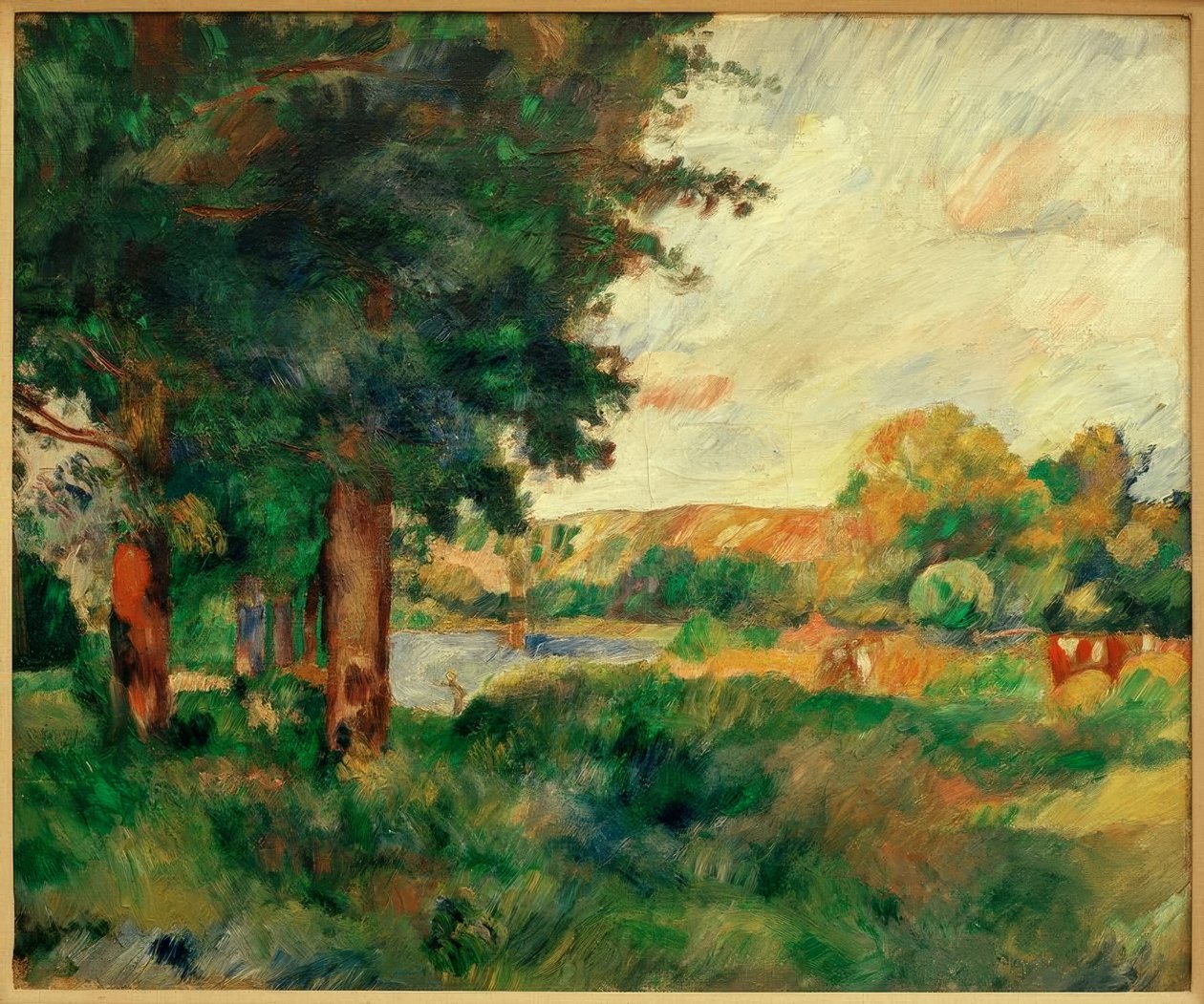Ile de France maisema korkeilla puilla tekijältä Pierre Auguste Renoir