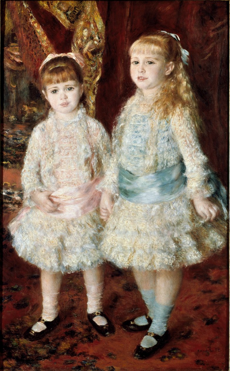 Pinkki ja sininen (Antwerpenin Cahen Ladies). Pierre Auguste Renoirin maalaus (Pierre-Auguste tekijältä Pierre Auguste Renoir