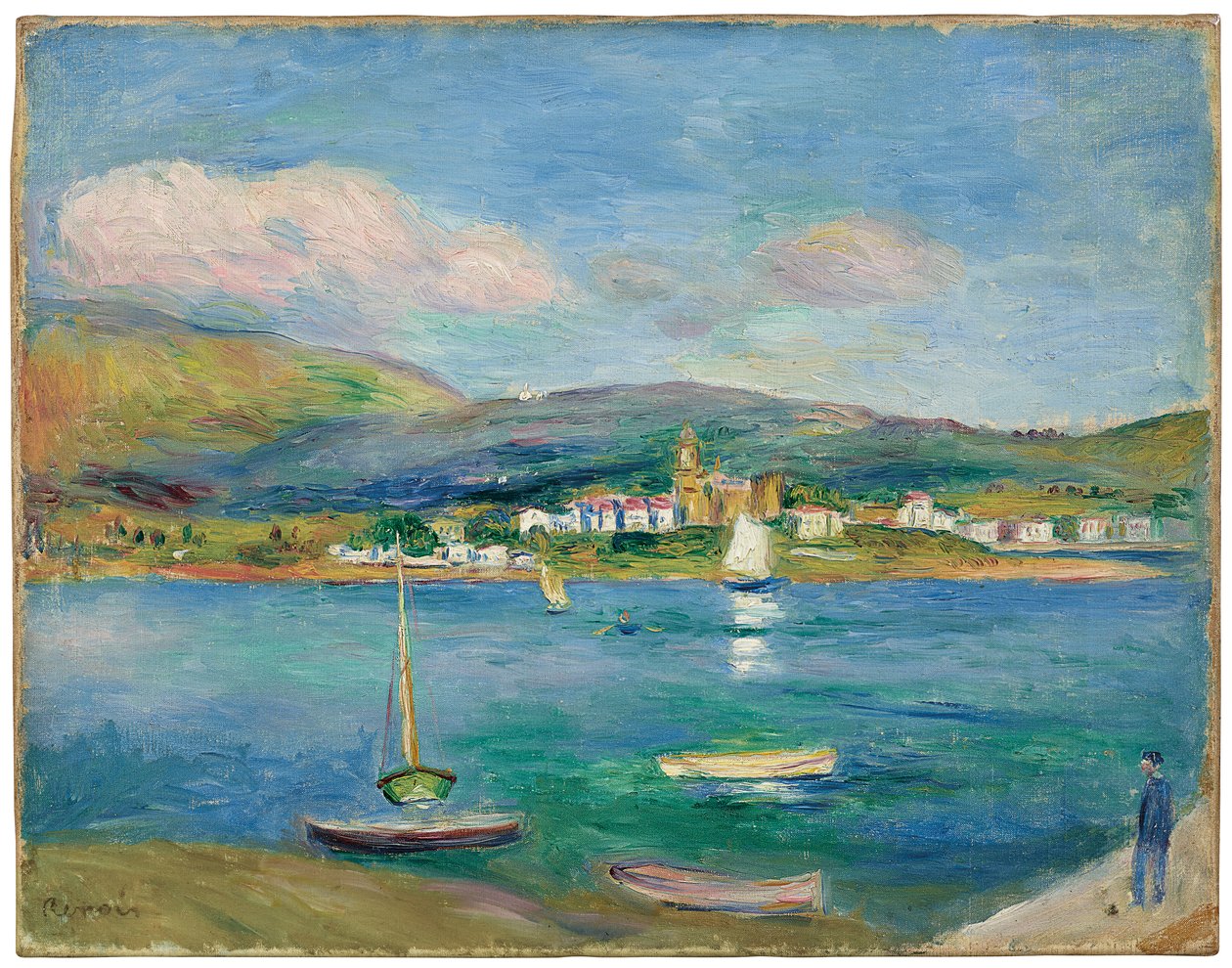 Kalasatama, näkymä Hondarribiaan Hendayesta, 1895 tekijältä Pierre Auguste Renoir
