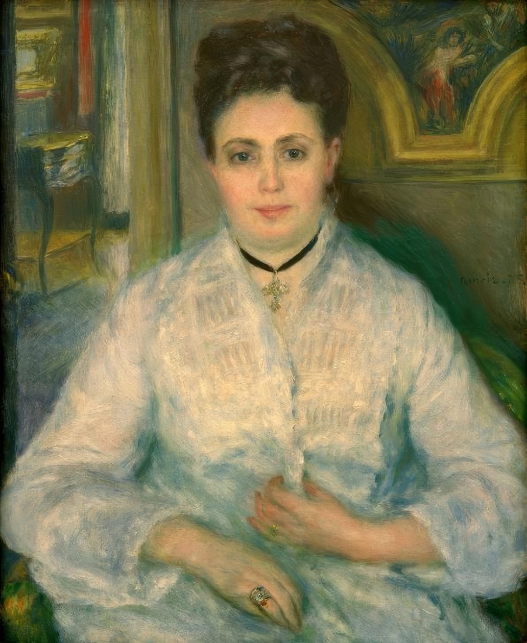 Madame Victor Choquetin muotokuva en blanc tekijältä Pierre Auguste Renoir