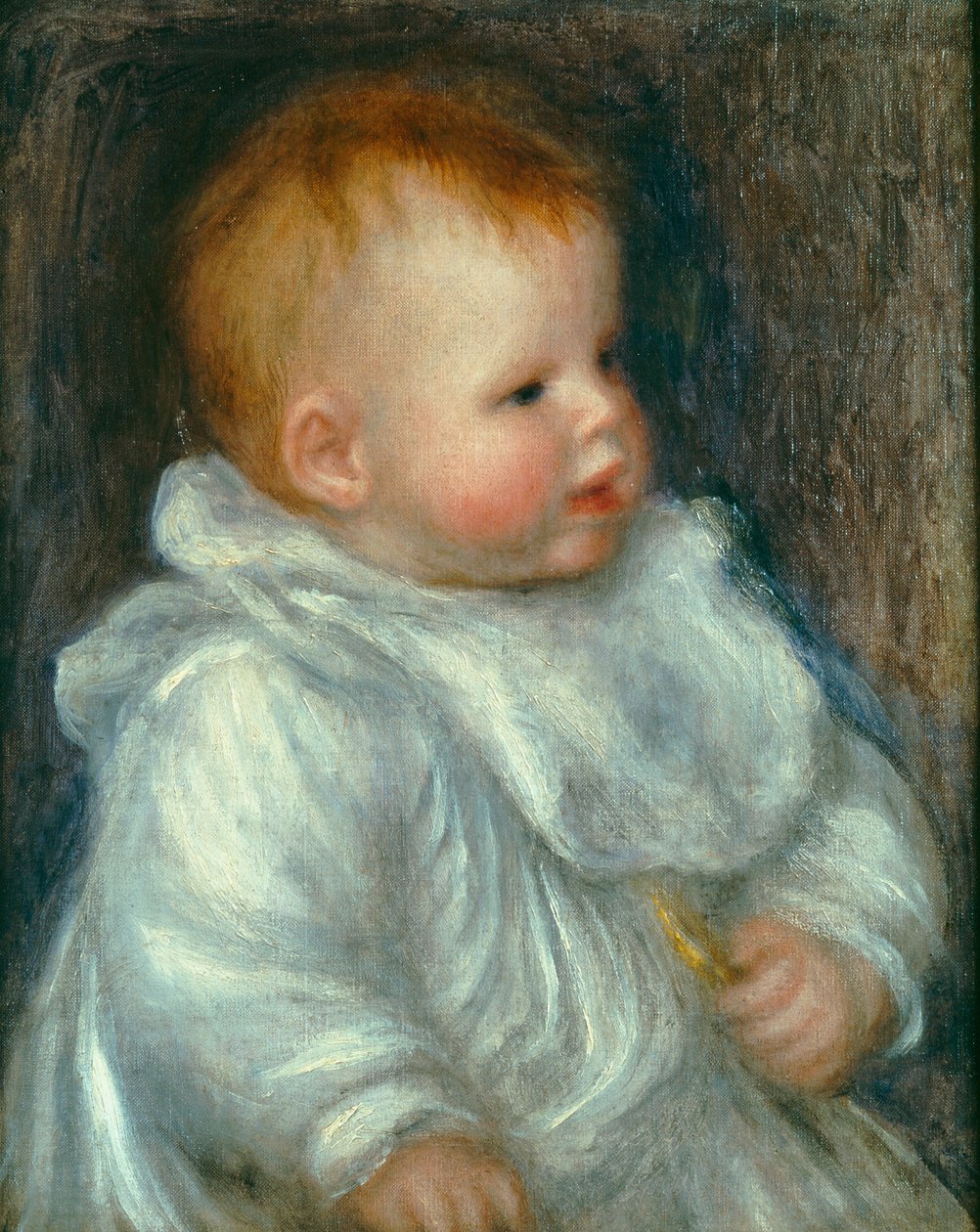 Cocon muotokuva sinistä taustaa vasten tekijältä Pierre Auguste Renoir