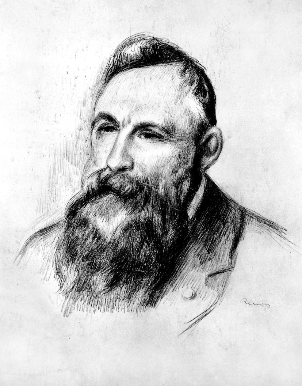 Ranskalaisen kuvanveistäjä Auguste Rodinin muotokuva, n. 1914 tekijältä Pierre Auguste Renoir