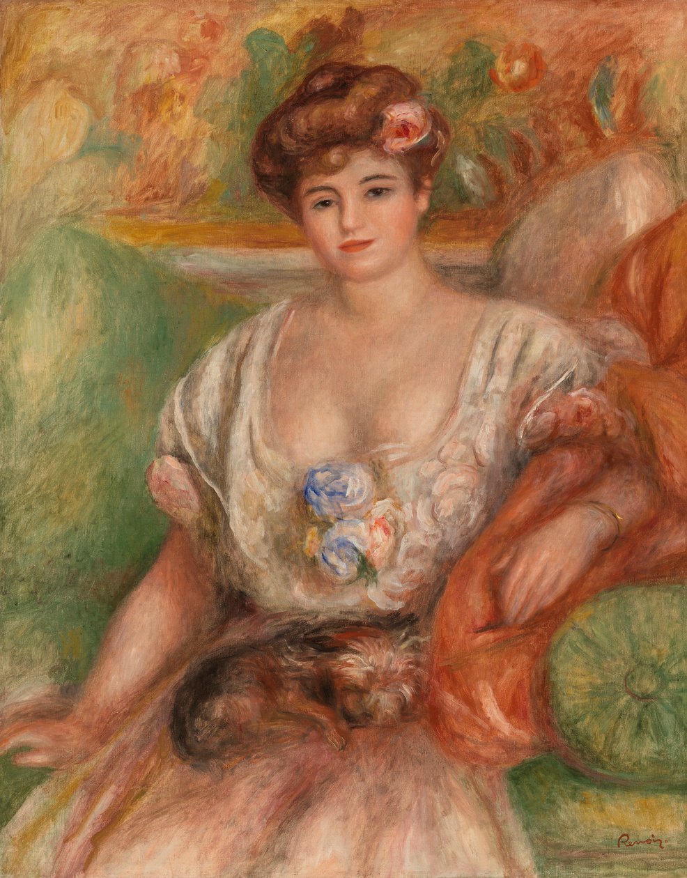 Misia Sertin muotokuva (nuori nainen griffinin kanssa) tekijältä Pierre Auguste Renoir