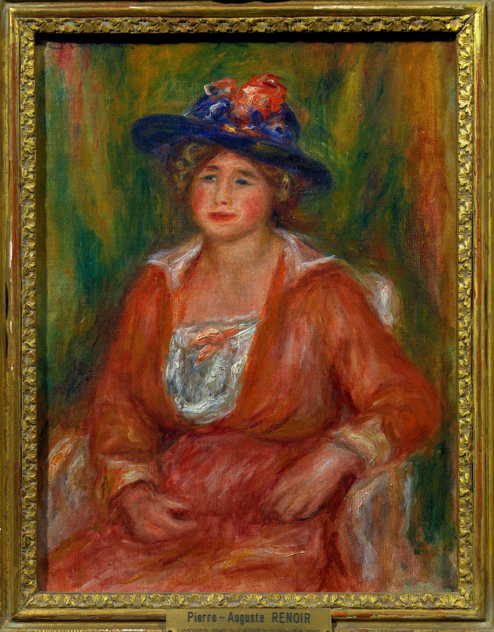 Pierre Auguste Renoirin (1841-1919) maalaus istuvasta naisesta, koko 0,35 x 0,27 m Paris musee du Louvre Pakollinen maininta: Lahjoitus Helene et Victor Lyon tekijältä Pierre Auguste Renoir