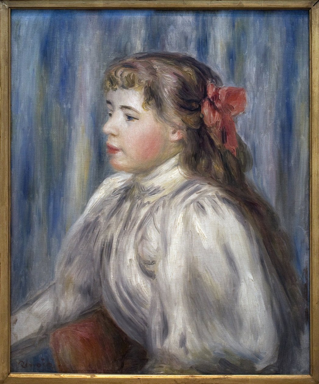 Nuoren tytön muotokuva. Pierre Auguste Renoirin (1841-1919) maalaus, öljy kankaalle, noin 1892. Ranskalainen taide tekijältä Pierre Auguste Renoir
