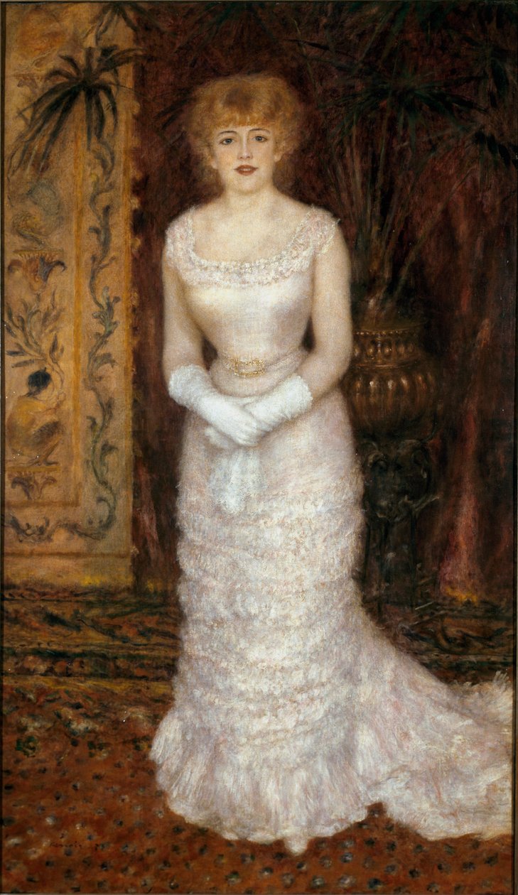 Muotokuva näyttelijä Jeanne Samarysta (1857-1890) jalan. Pierre Auguste Renoirin maalaus (Pierre-Auguste tekijältä Pierre Auguste Renoir