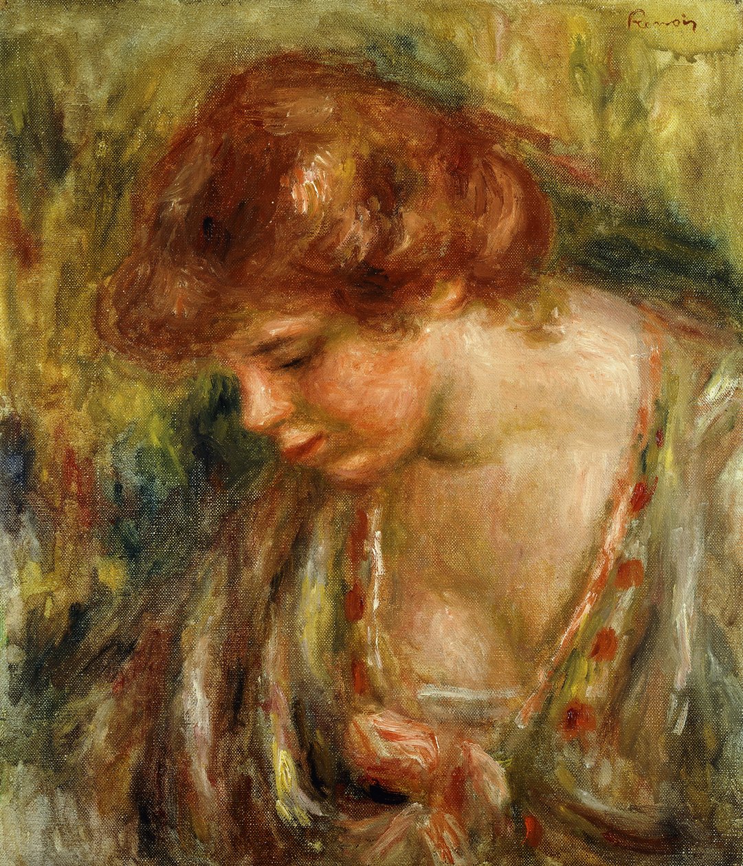 Profiili Andree pää kumarassa; Profiili d"Andree Penchee, n.1917 tekijältä Pierre Auguste Renoir