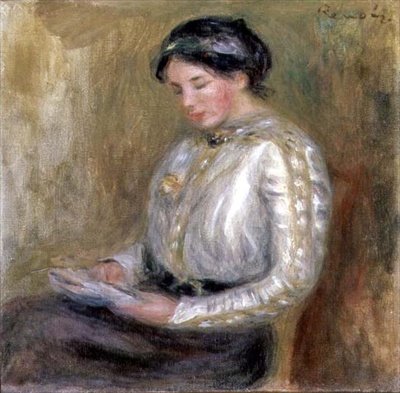 Lukeminen (öljy kankaalle) tekijältä Pierre Auguste Renoir