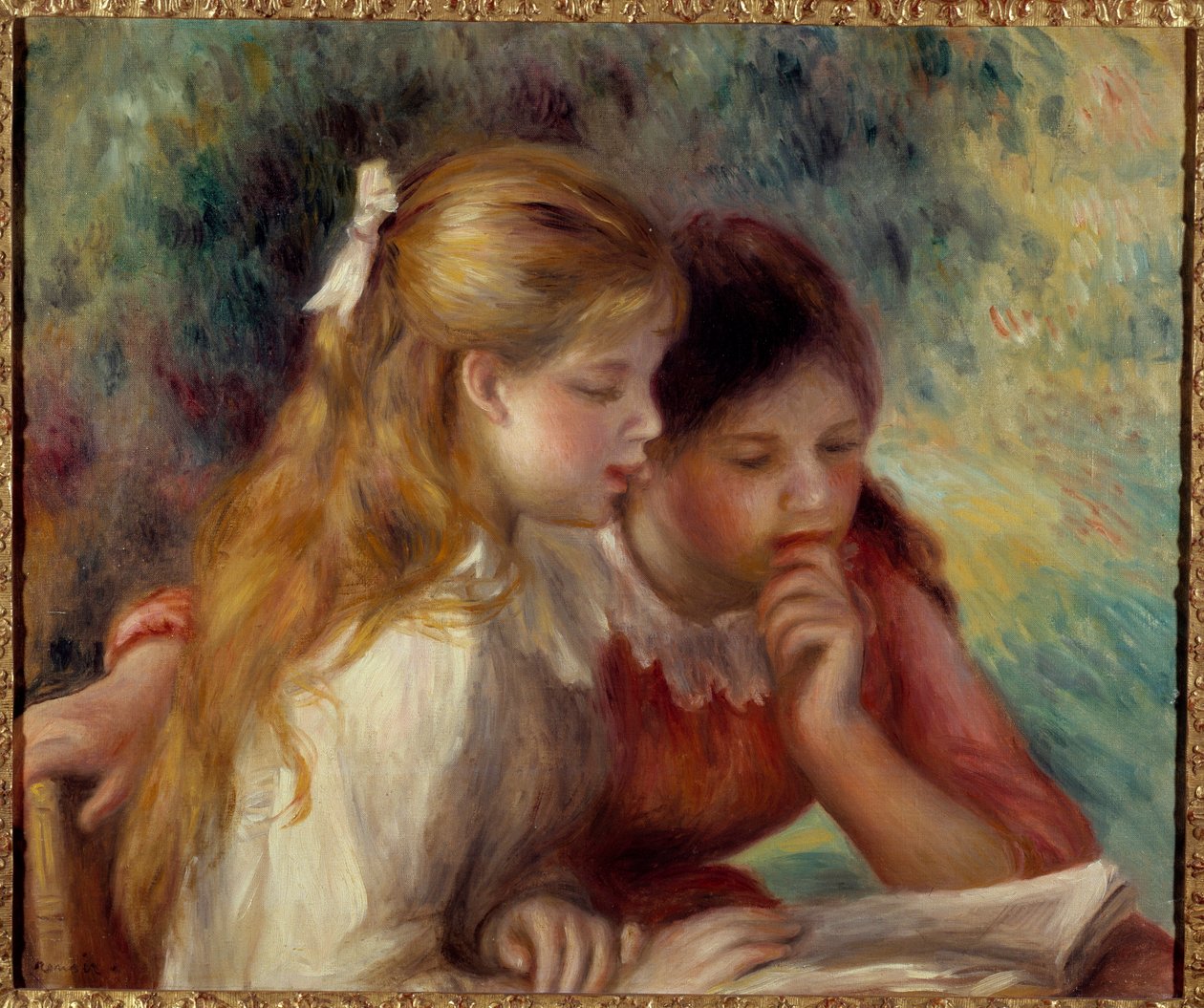 Pierre Auguste Renoirin (1841-1919) lukemamaalaus 1800-luvun su. 0,55x0,65 m Pariisi, musee d