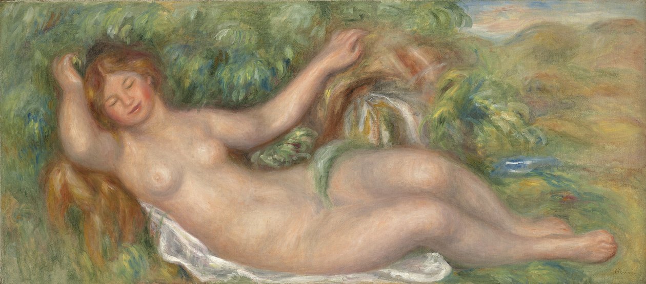 makuuasentoon alaston; Lähde, 1902 tekijältä Pierre Auguste Renoir