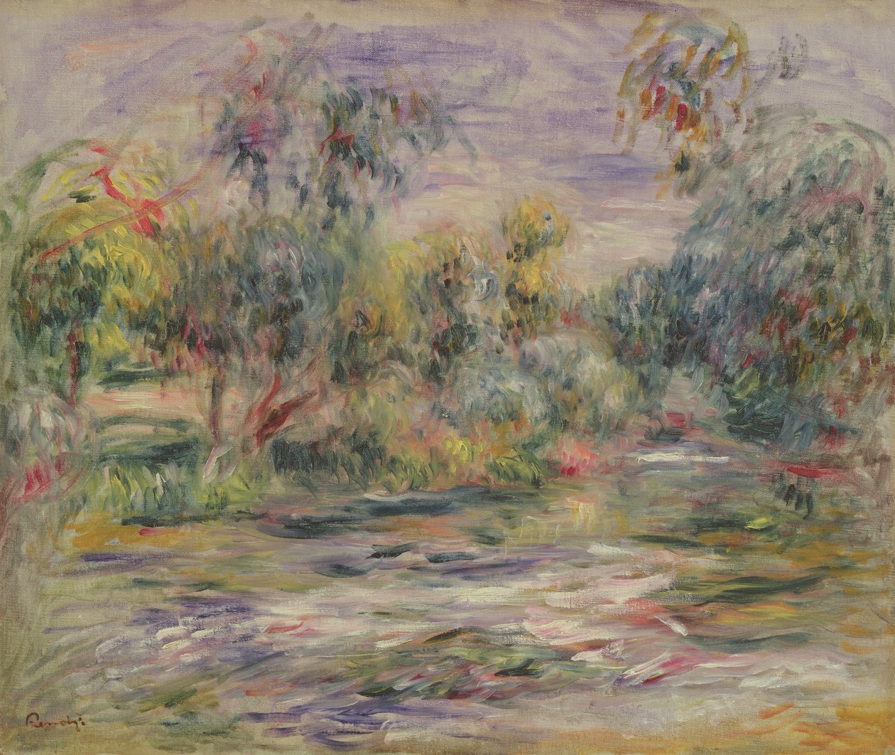 Jokimaisema (Blues) (öljy kankaalle) tekijältä Pierre Auguste Renoir