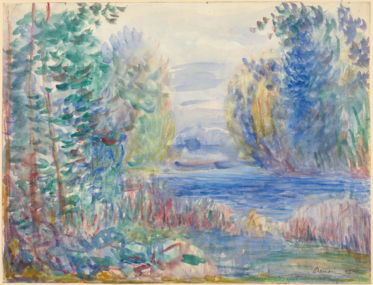 Jokimaisema, 1890 tekijältä Pierre Auguste Renoir