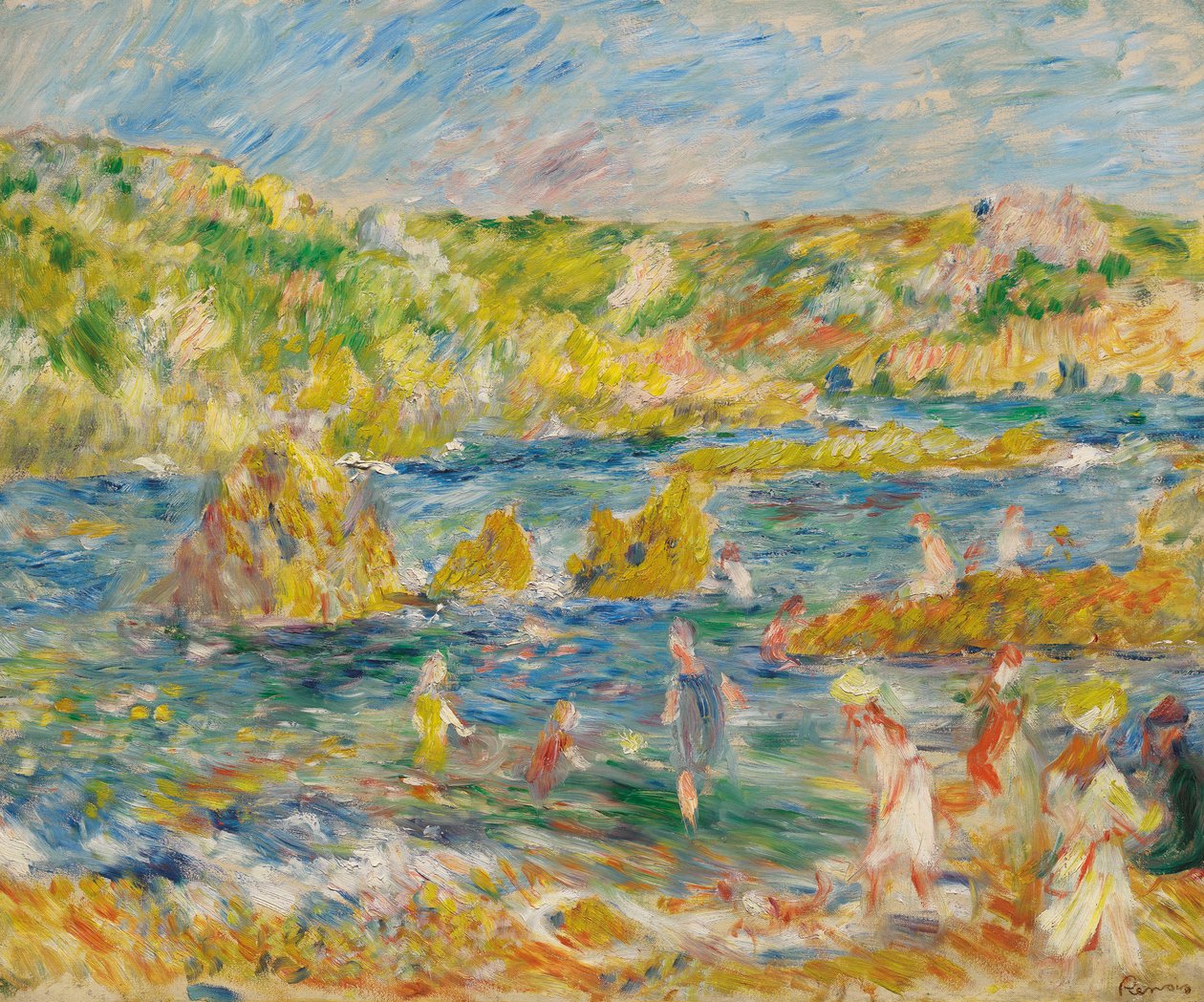 Guernsey Rocks with Figures Beach Guernseyssä, 1883. tekijältä Pierre Auguste Renoir