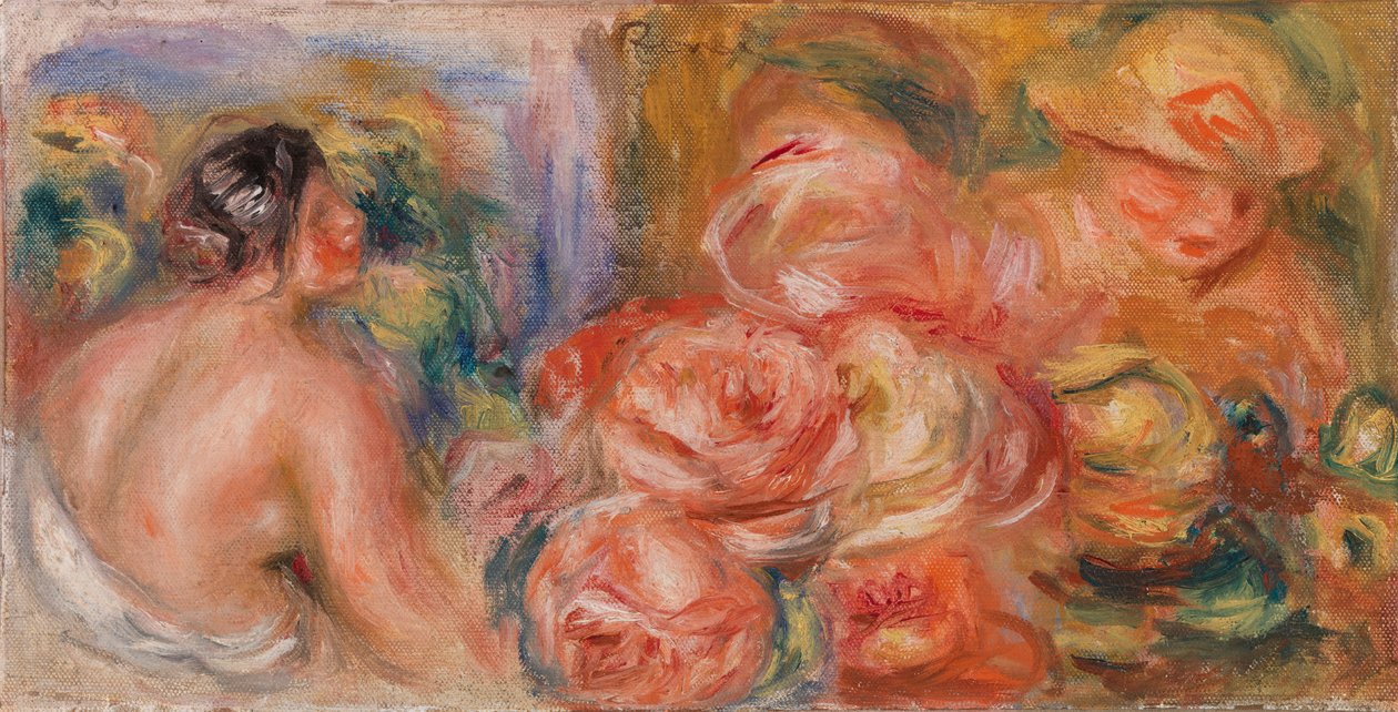 Ruusuja ja pieniä nudeja (Roses et petit nu) tekijältä Pierre Auguste Renoir