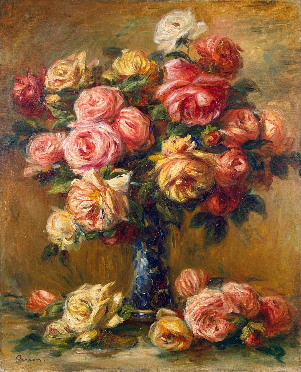 Ruusut maljakossa, n. 1910. tekijältä Pierre Auguste Renoir