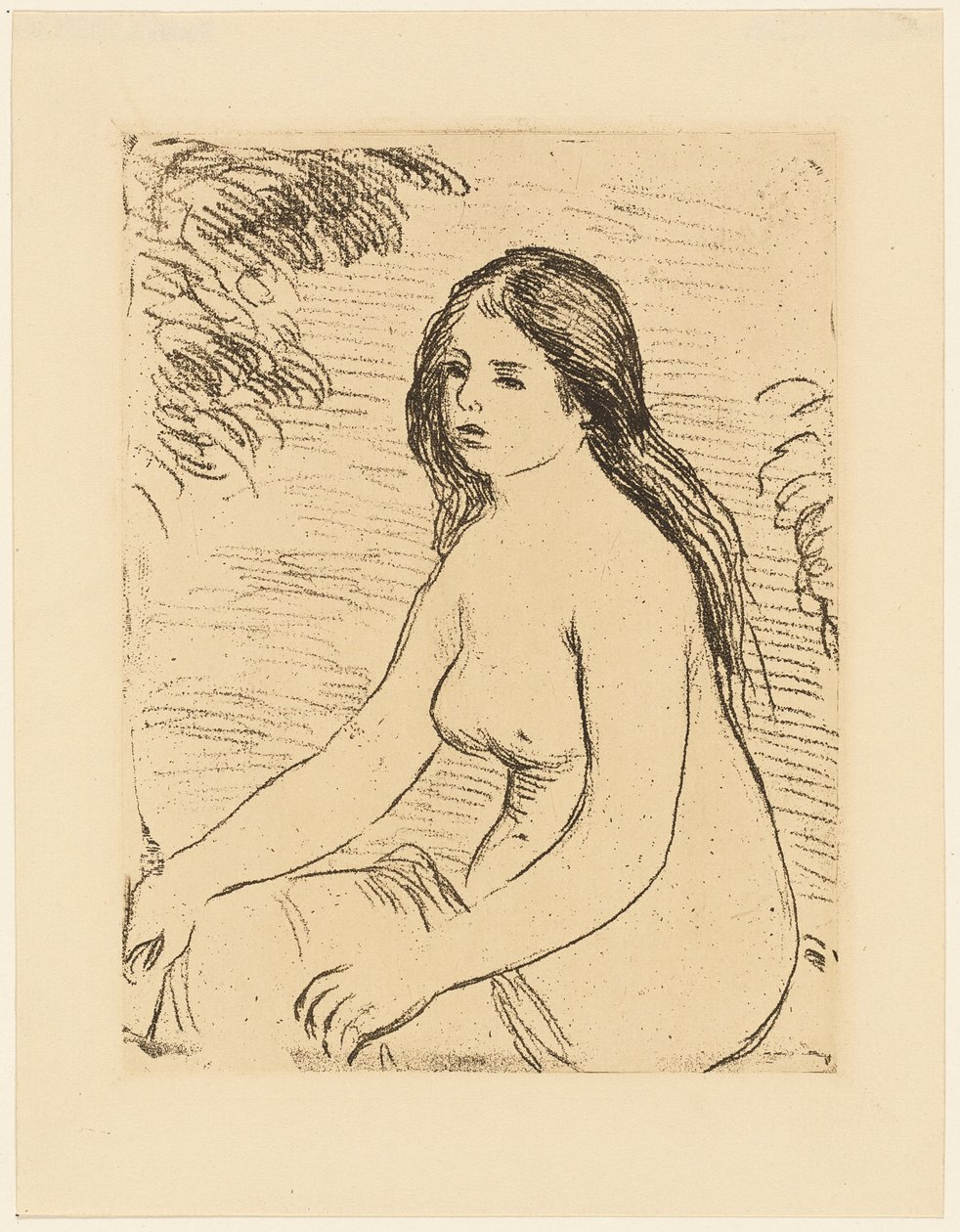 Istuva alaston nainen tekijältä Pierre Auguste Renoir