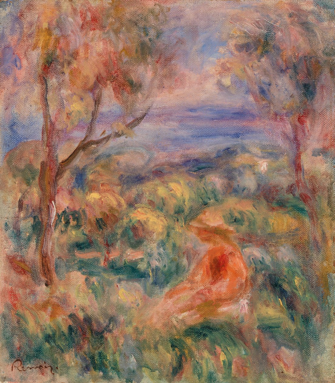 Istuva nainen ja meri kaukana (Femme assise au bord de la mer) tekijältä Pierre-Auguste Renoir